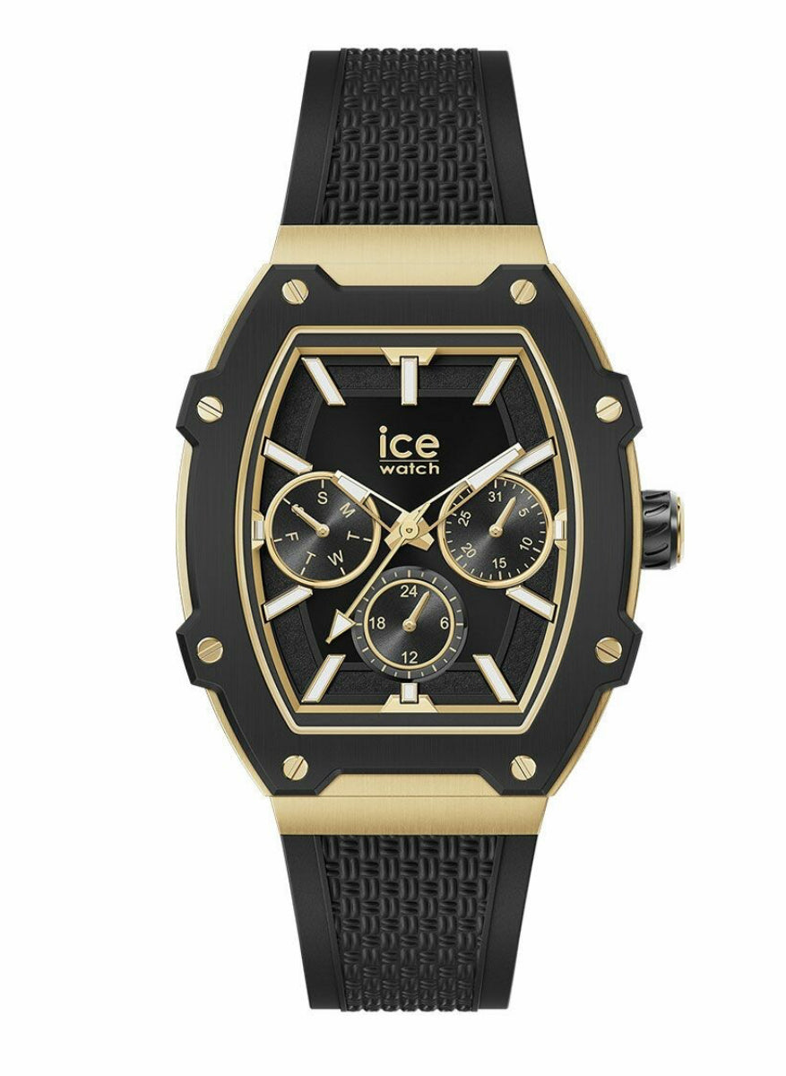 Ice Watch Ice Boliday Women's Silicone Strap, Multi-Function, multicolor (black / gold), watch