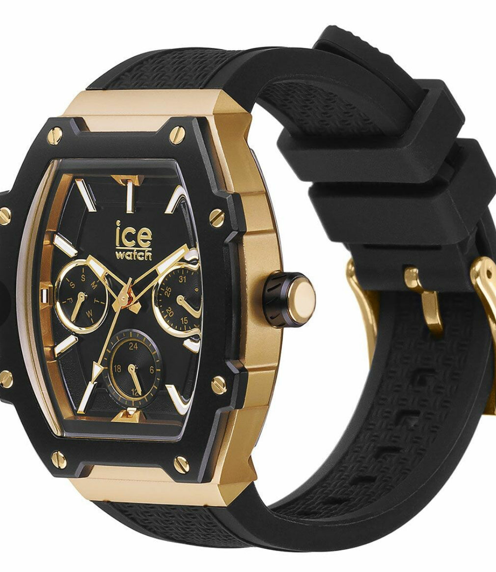 Ice Watch Ice Boliday Women's Silicone Strap, Multi-Function, multicolor (black / gold), watch