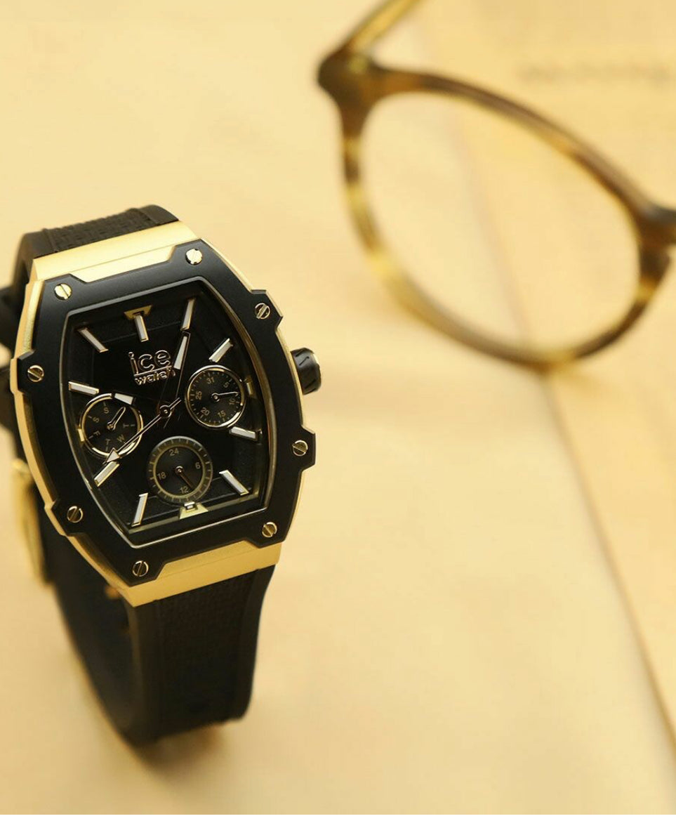 Ice Watch Ice Boliday Women's Silicone Strap, Multi-Function, multicolor (black / gold), watch