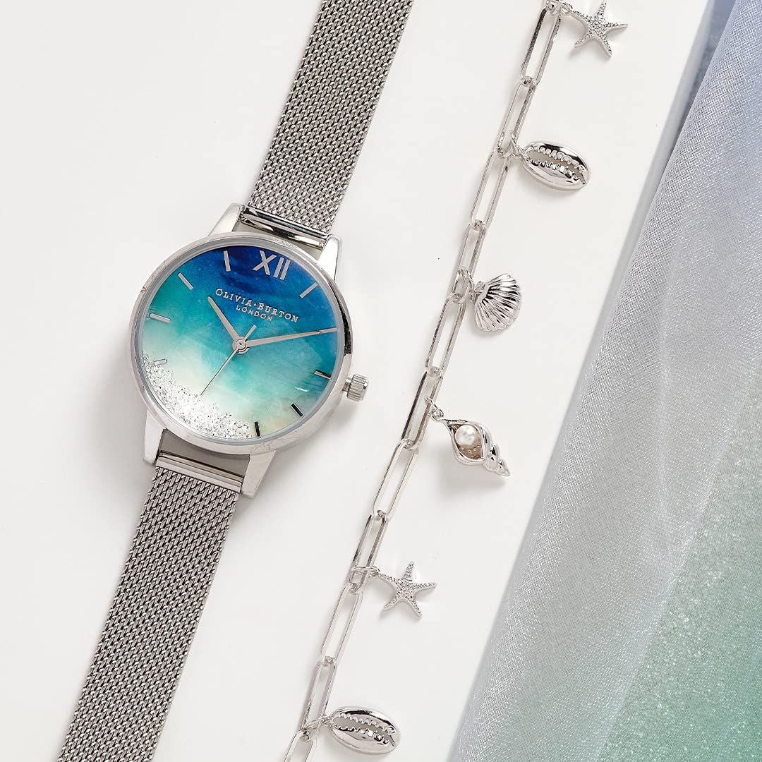 Olivia Burton Women's Watch Under the Sea Blue Mother of Pearl & Silver Mesh