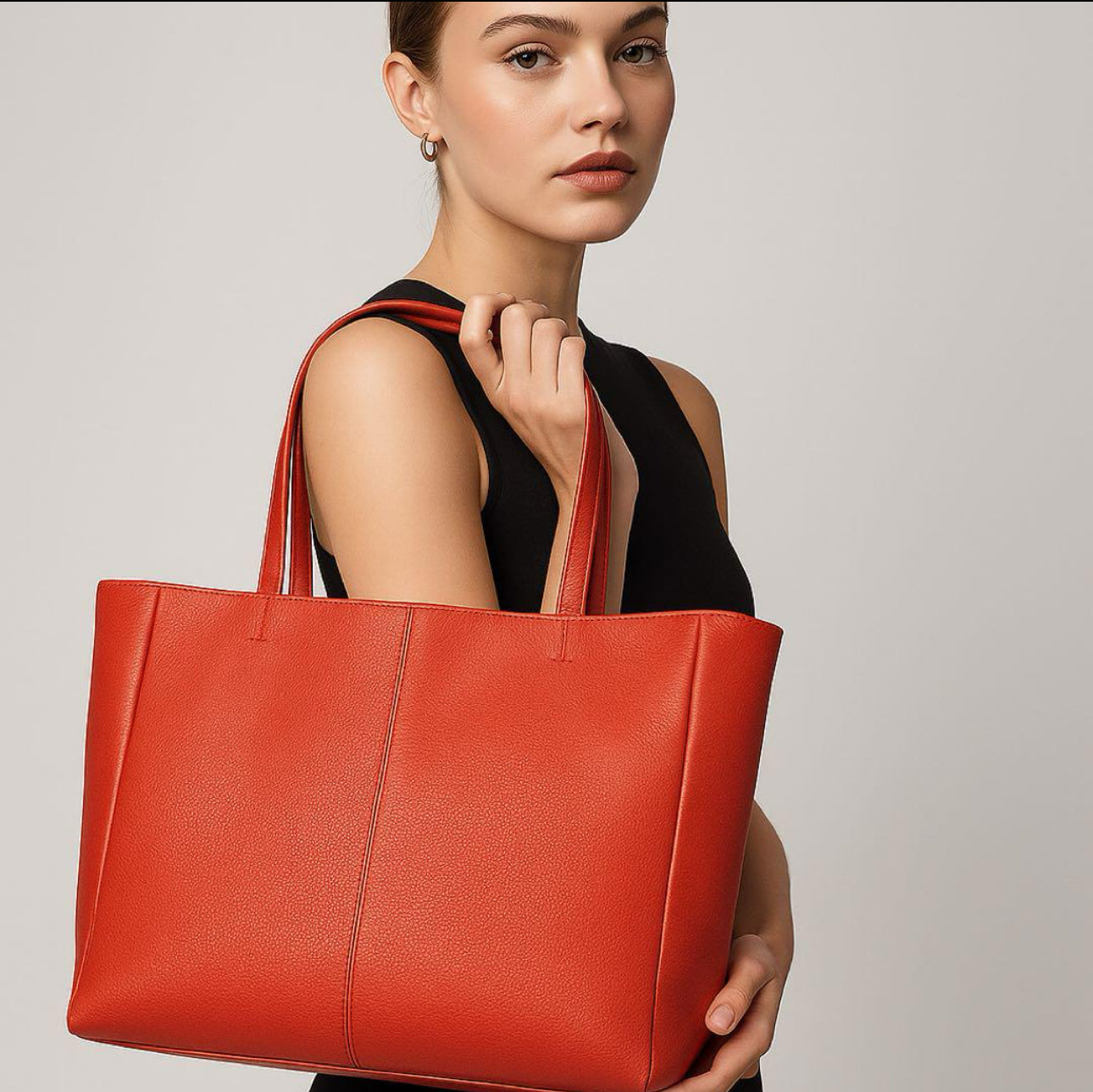 Made in japan Orange Leather Tote Bag / Orange Leather Tote Bag